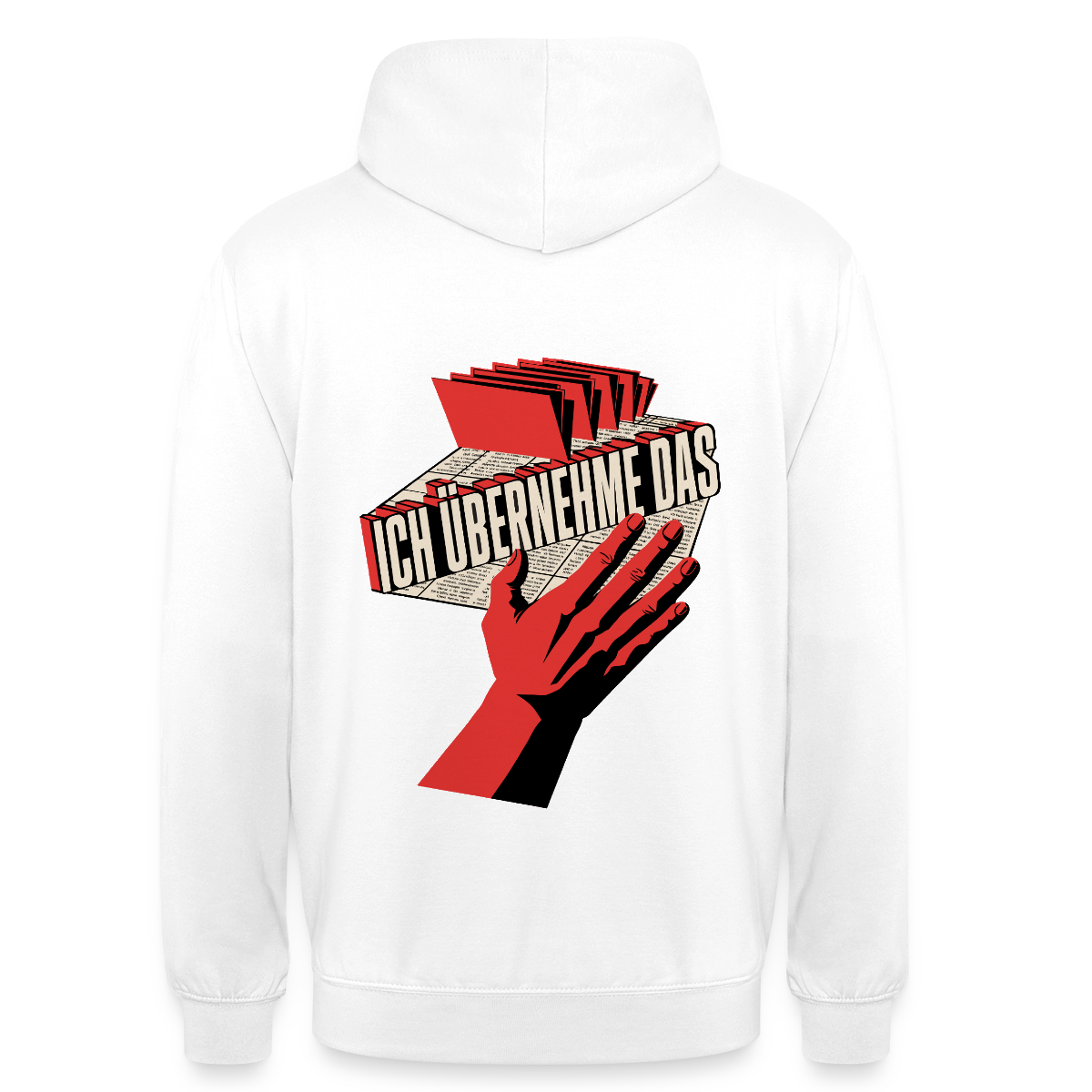 Ich übernehme das. Konstruktivismus-Motiv Motiv-Hoodie unisex, Farbe Weiß