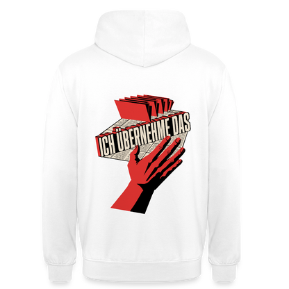 Ich übernehme das. Konstruktivismus-Motiv Motiv-Hoodie unisex, Farbe Weiß