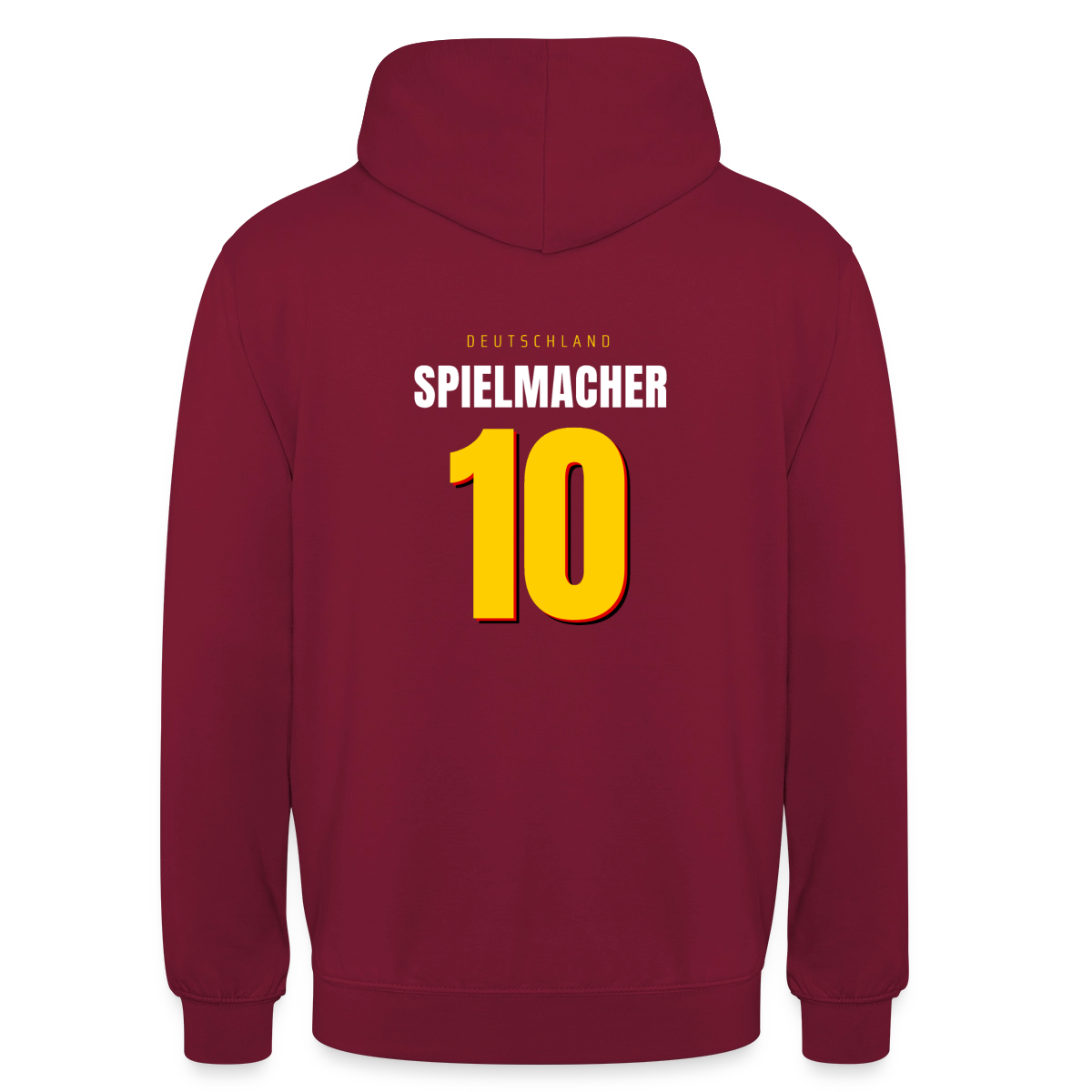 Spielmacher. Trikotnummer-Motiv Motiv-Hoodie unisex, Farbe Bordeaux