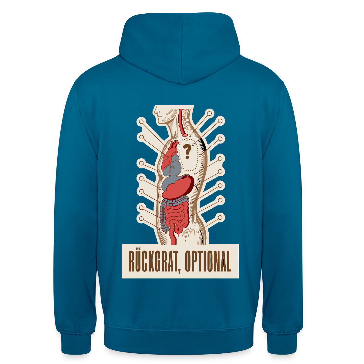 Rückgrat, optional. Anatomie-Motiv Motiv-Hoodie unisex, Farbe Tiefseeblau