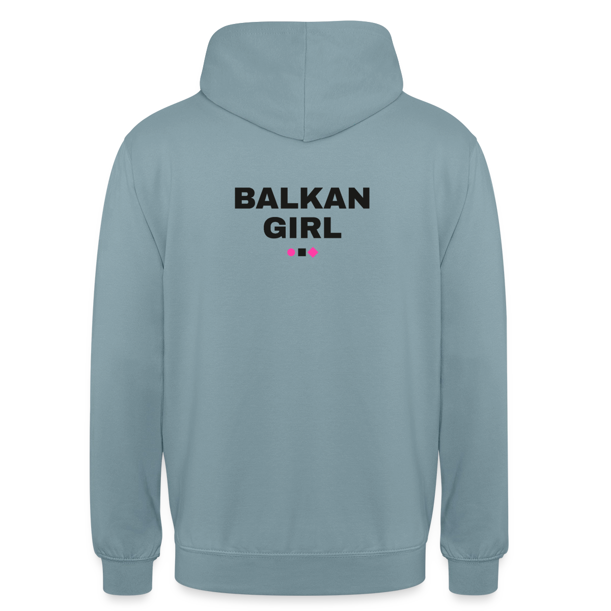 Balkan Girl. Block-Motiv Motiv-Hoodie unisex, Farbe Nebelblau