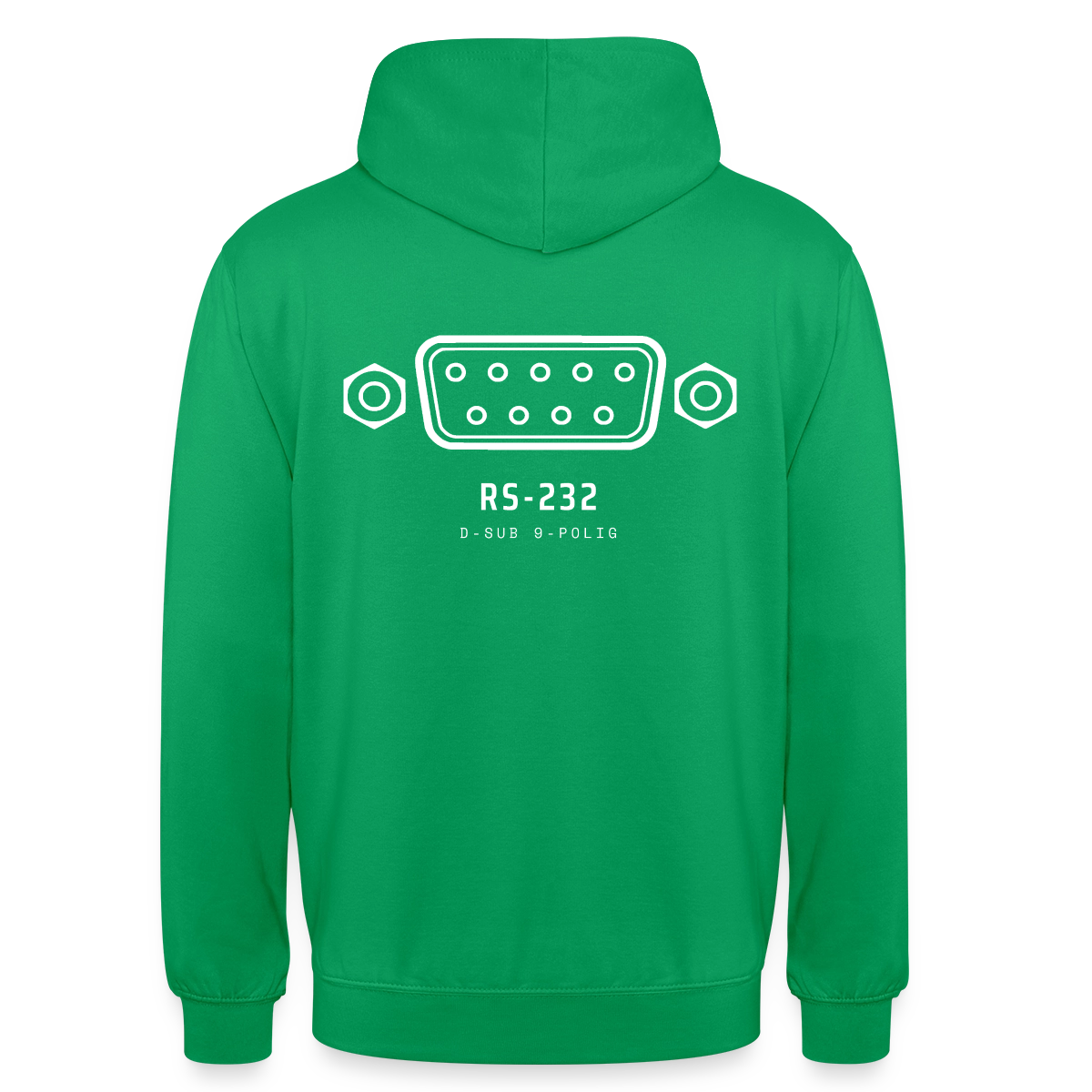 "RS-232, D-Sub 9-polig" Motiv-Hoodie unisex, Farbe Kelly Green