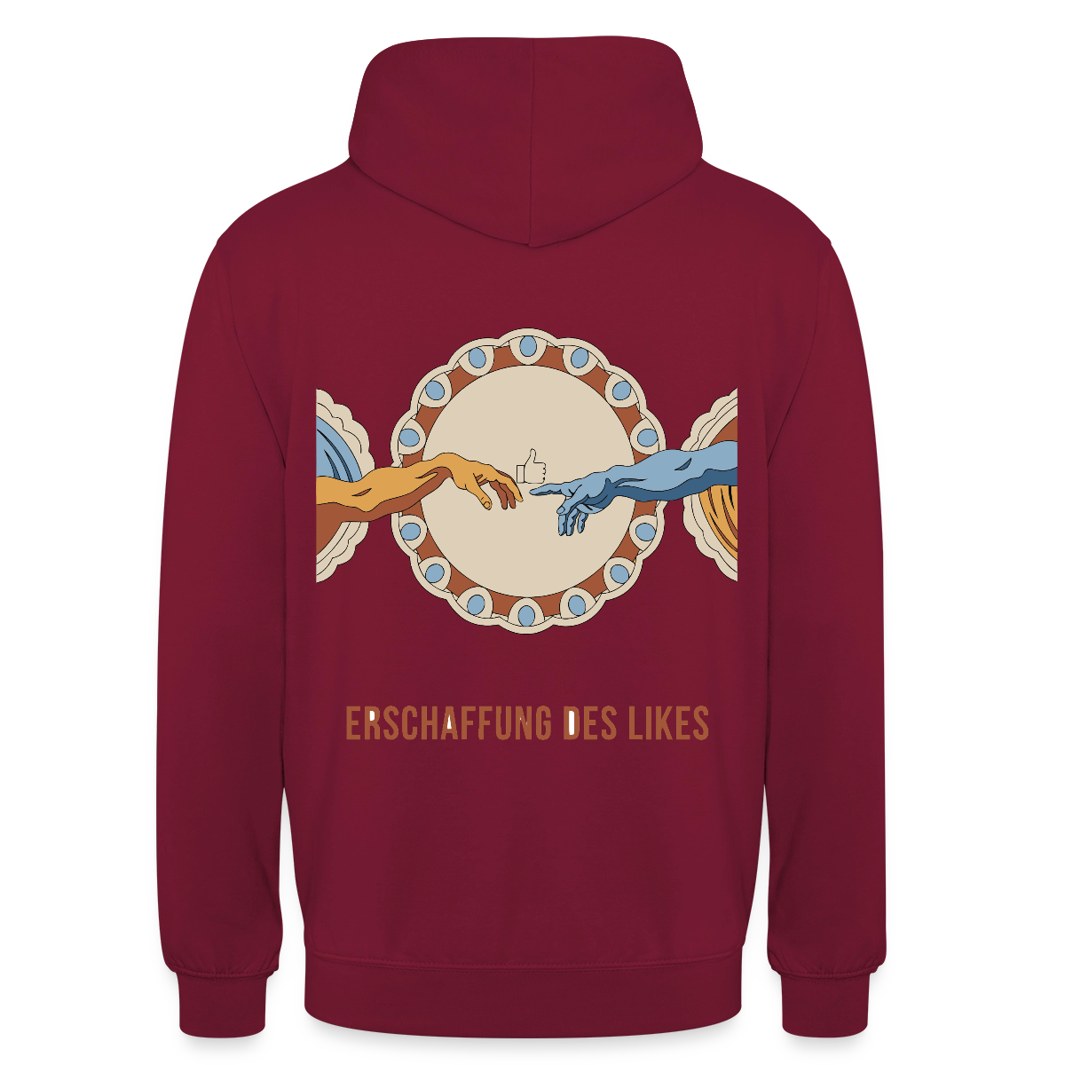 Erschaffung des Likes. Fresko-Motiv Motiv-Hoodie unisex, Farbe Bordeaux
