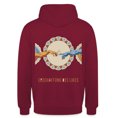 Erschaffung des Likes. Fresko-Motiv Motiv-Hoodie unisex, Farbe Bordeaux