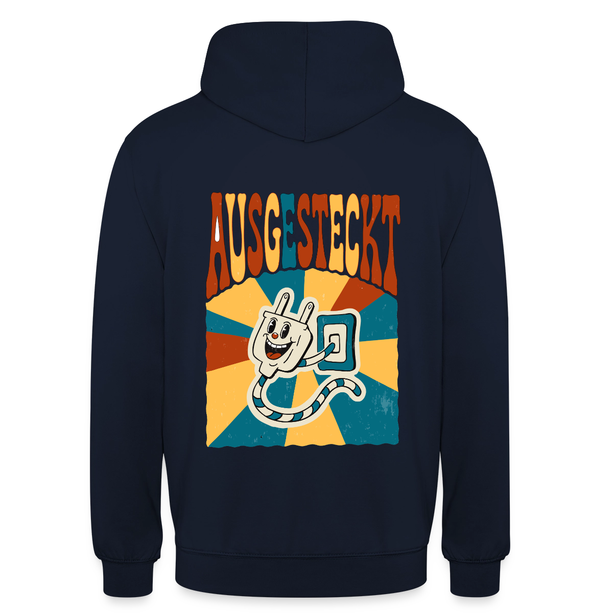 "Ausgesteckt. Midcentury-Motiv" Motiv-Hoodie unisex, Farbe Navy