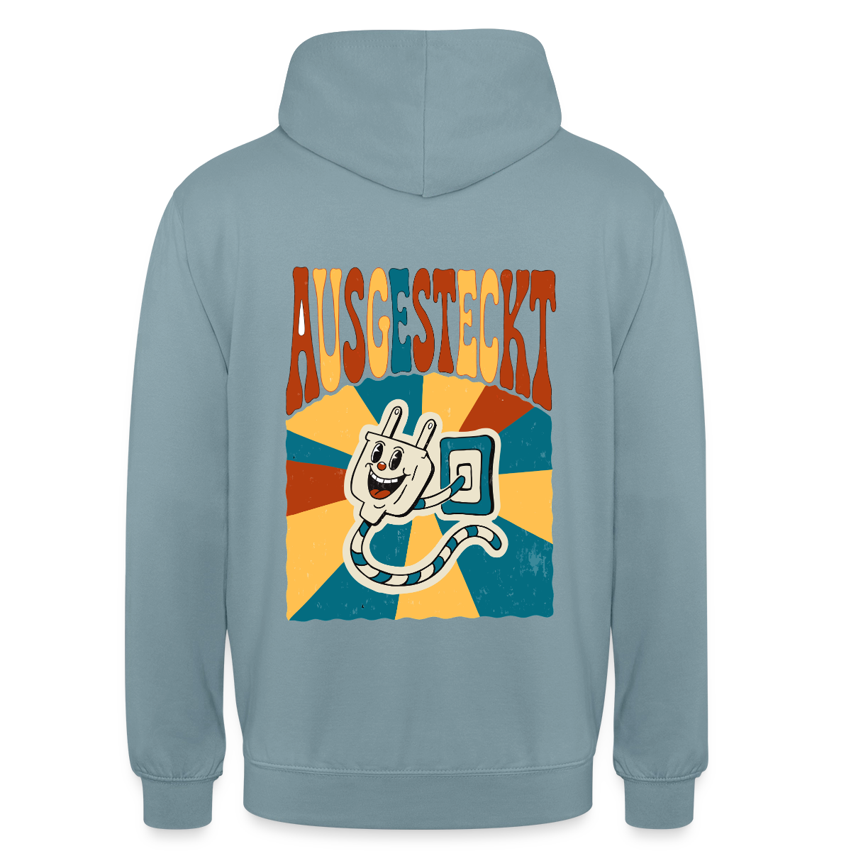 "Ausgesteckt. Midcentury-Motiv" Motiv-Hoodie unisex, Farbe Nebelblau