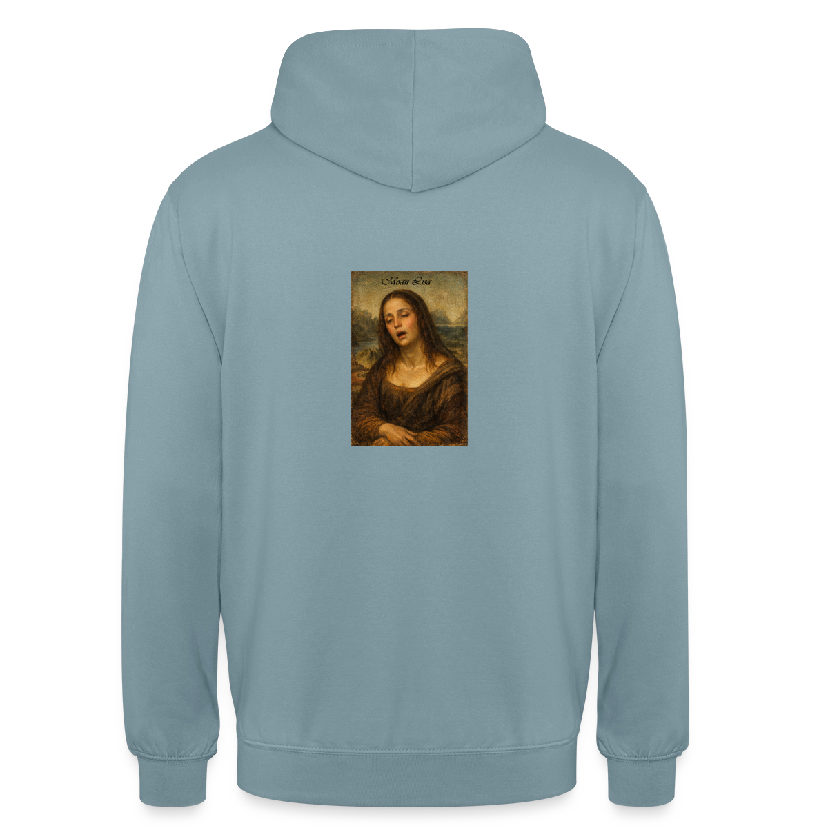 Moan Lisa Motiv-Hoodie unisex, Farbe Nebelblau
