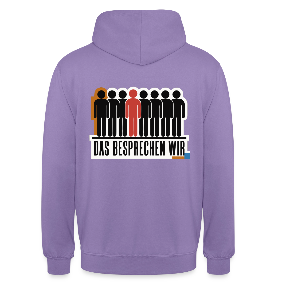 "Das besprechen wir. Isotype-Motiv" Motiv-Hoodie unisex, Farbe Lavendel