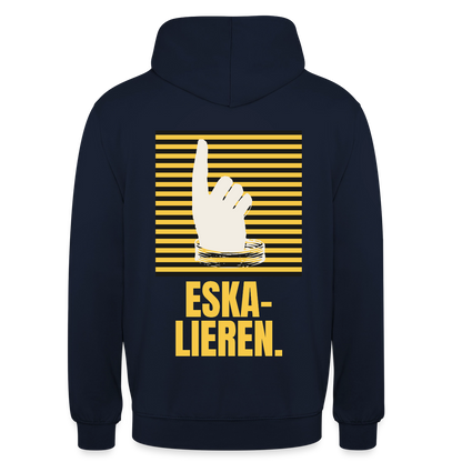 "Eskalieren." Motiv-Hoodie unisex, Farbe Navy