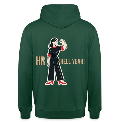 HR. Hell yeah! Motiv-Hoodie unisex, Farbe Flaschengrün
