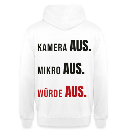 Kamera aus, Würde aus Motiv-Hoodie unisex, Farbe Weiß