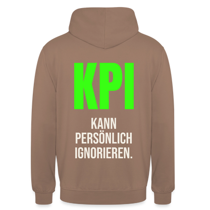 "KPI kann persönlich ignorieren." Motiv-Hoodie unisex, Farbe Mokka