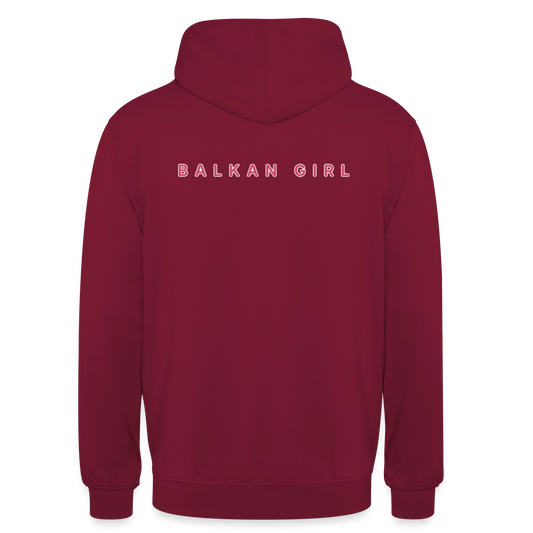 Balkan Girl Motiv-Hoodie unisex, Farbe Bordeaux