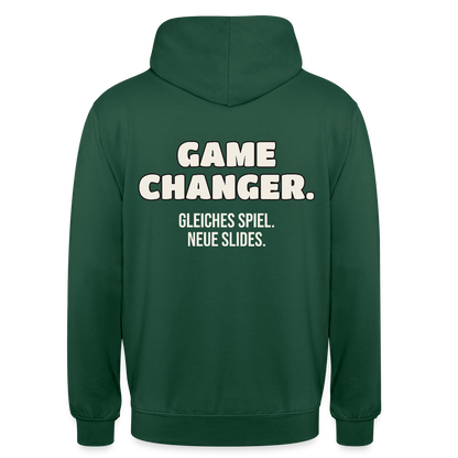 Game Changer. Gleiches Spiel. Neue Slides. Motiv-Hoodie unisex, Farbe Flaschengrün