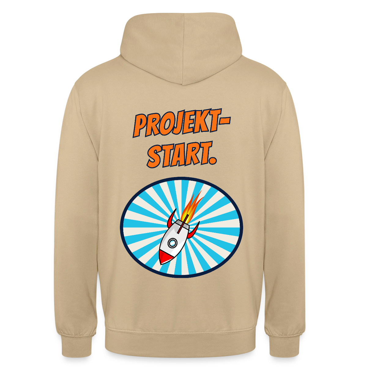 Projektstart. Motiv-Hoodie unisex, Farbe Beige
