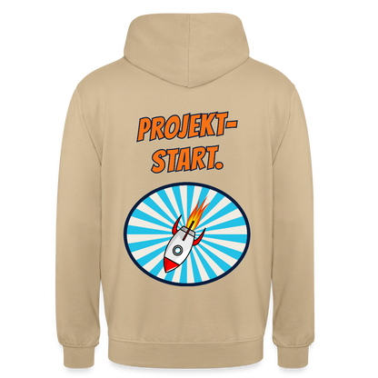 Projektstart. Motiv-Hoodie unisex, Farbe Beige