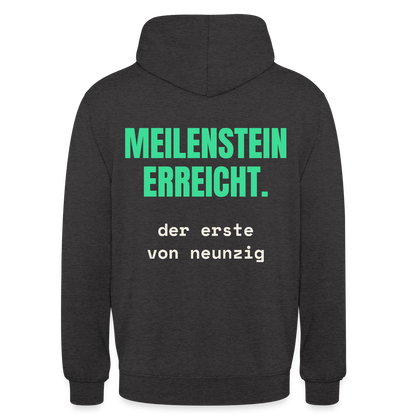 Meilenstein erreicht. Der erste von neunzig. Motiv-Hoodie unisex, Farbe Anthrazit