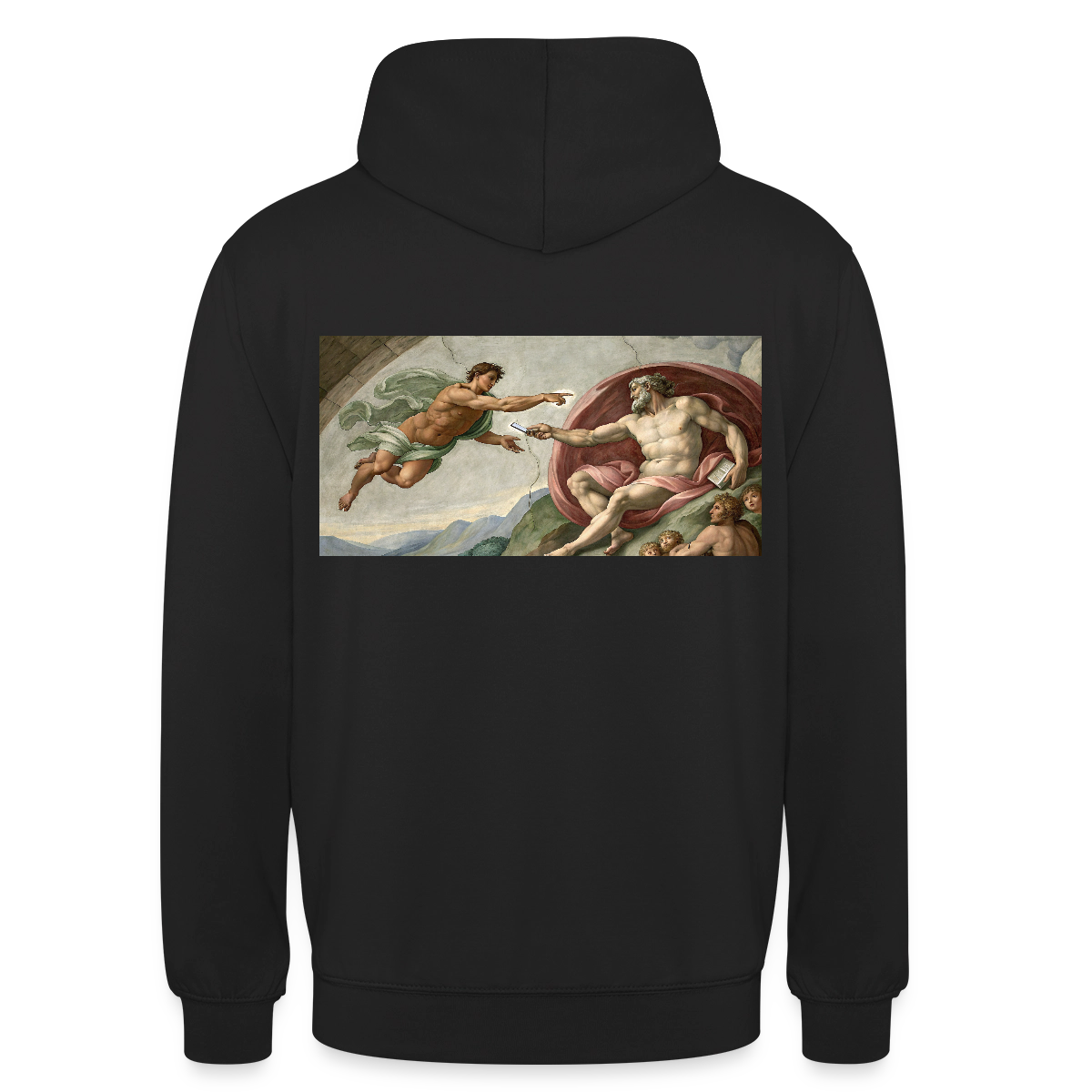 Die Schnittstelle. Renaissance-Motiv Motiv-Hoodie unisex, Farbe Schwarz
