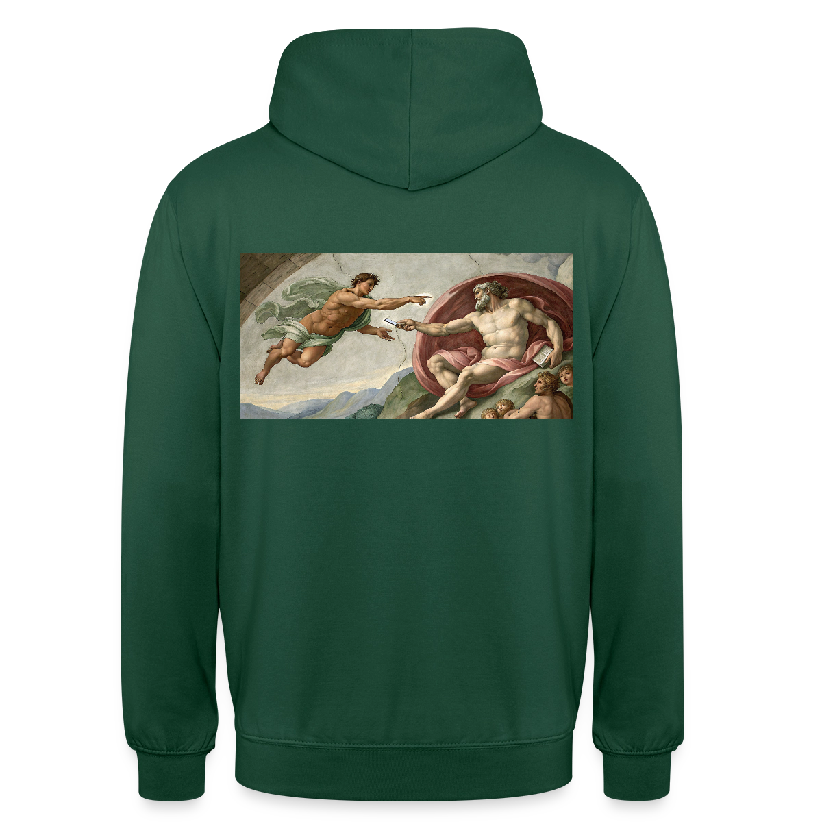 Die Schnittstelle. Renaissance-Motiv Motiv-Hoodie unisex, Farbe Flaschengrün