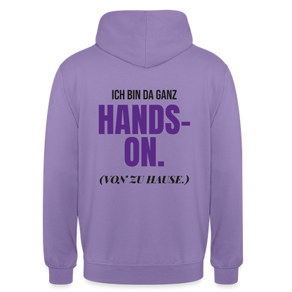 Hands-on von zu Hause Motiv-Hoodie unisex, Farbe Lavendel
