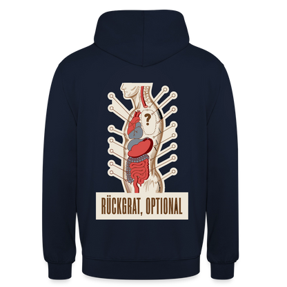 Rückgrat, optional. Anatomie-Motiv Motiv-Hoodie unisex, Farbe Navy