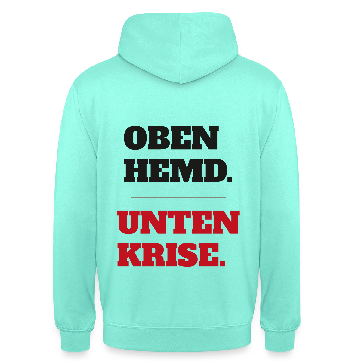 Oben Hemd, unten Krise Motiv-Hoodie unisex, Farbe Mint