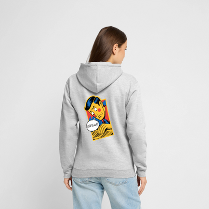 "ETA? Läuft! Popart-Motiv" Motiv-Hoodie unisex, Farbe Hellgrau meliert