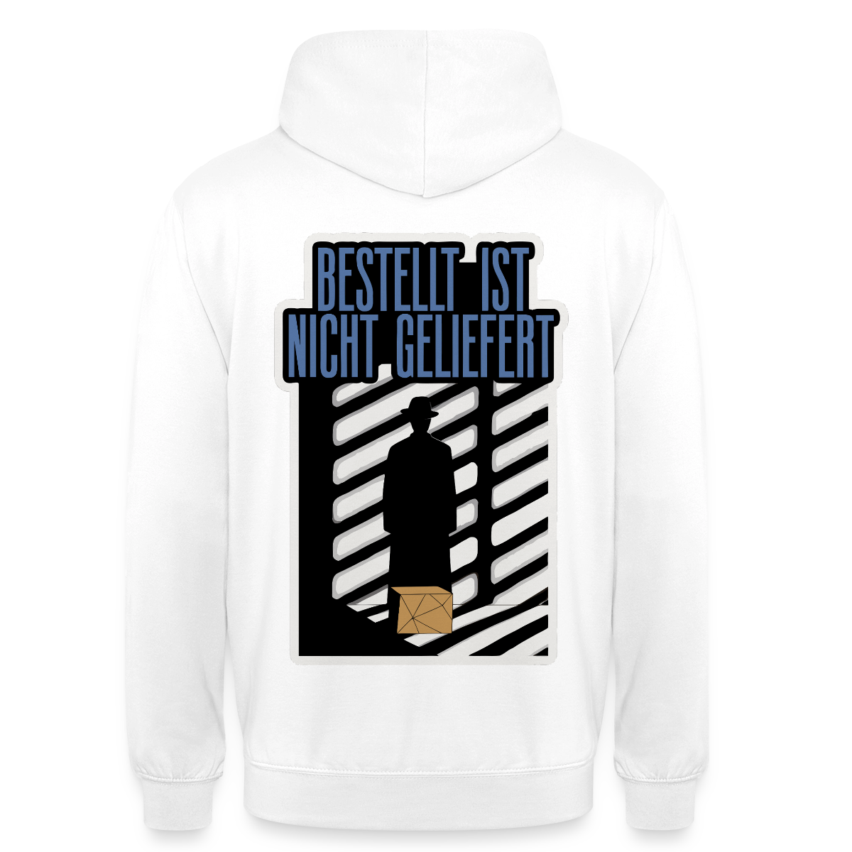 "Bestellt ist nicht geliefert. Film-noir-Motiv" Motiv-Hoodie unisex, Farbe Weiß