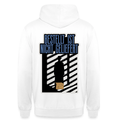 "Bestellt ist nicht geliefert. Film-noir-Motiv" Motiv-Hoodie unisex, Farbe Weiß