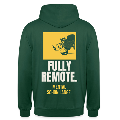Fully remote Motiv-Hoodie unisex, Farbe Flaschengrün
