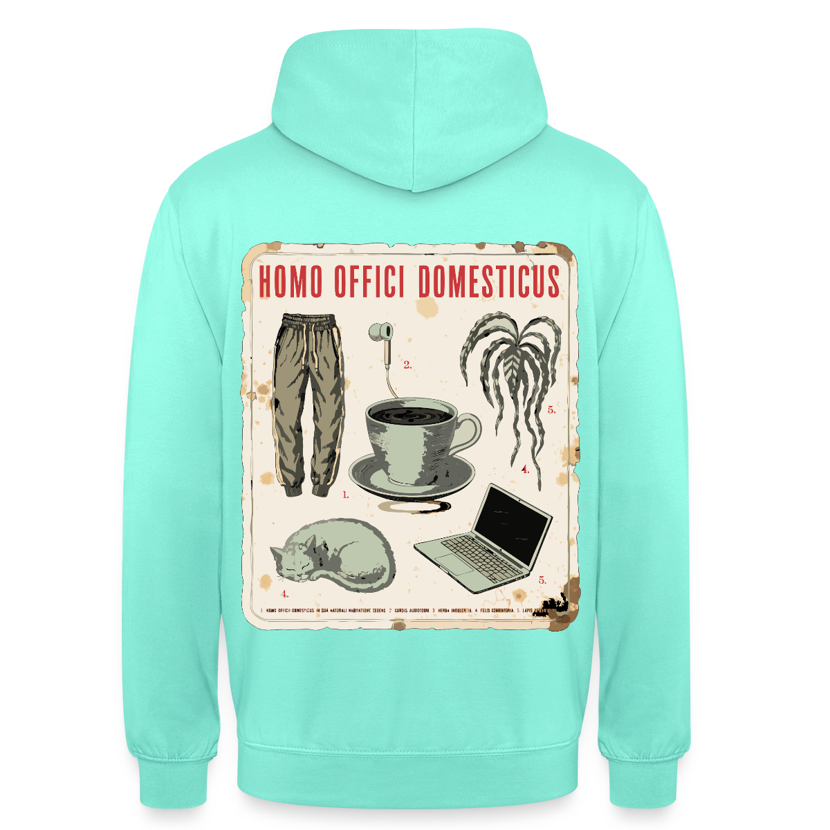 Homo Offici Domesticus Motiv-Hoodie unisex, Farbe Mint, Model