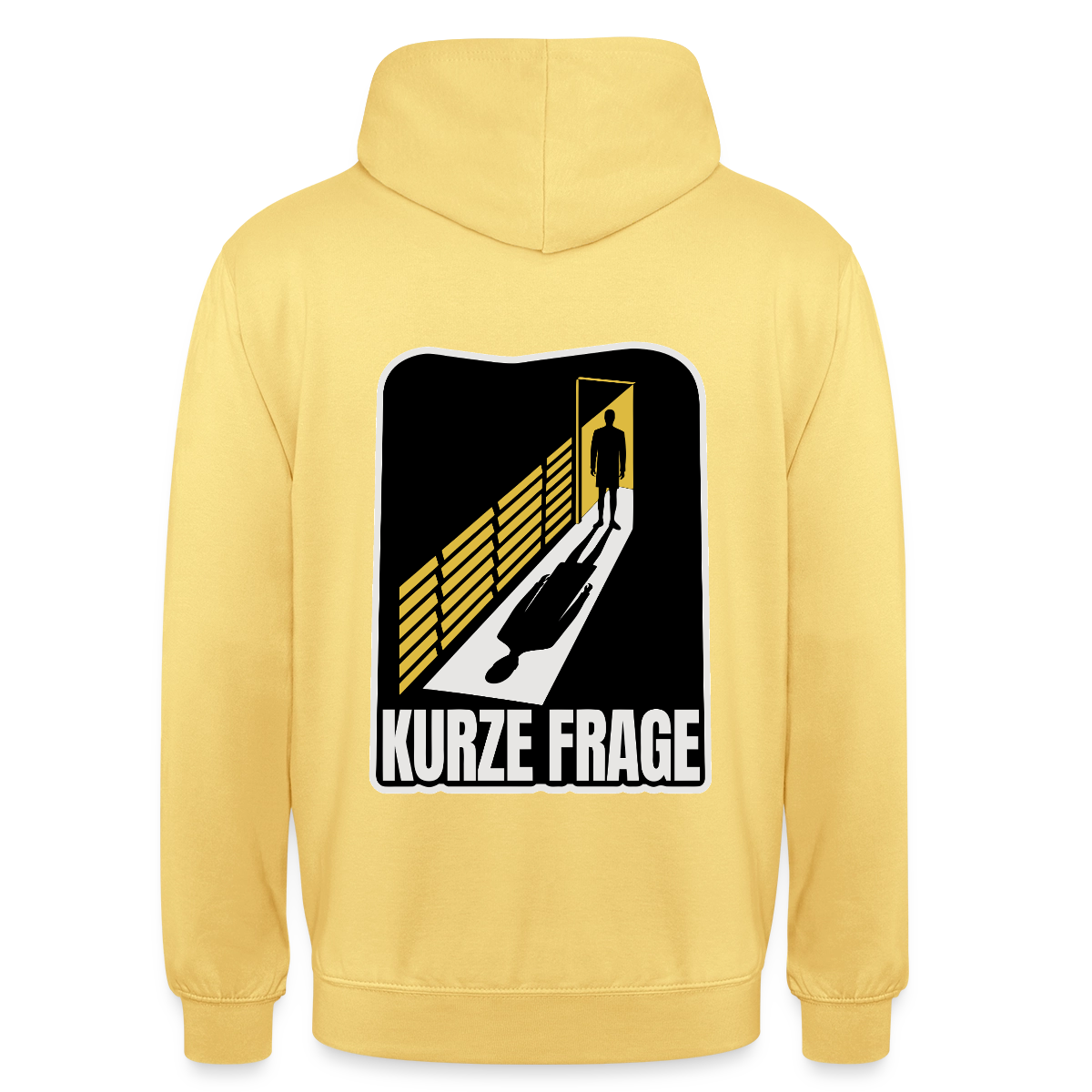"Kurze Frage. Film-noir-Motiv" Motiv-Hoodie unisex, Farbe Zitronengelb