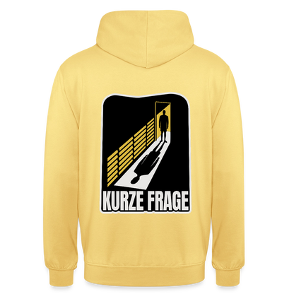 "Kurze Frage. Film-noir-Motiv" Motiv-Hoodie unisex, Farbe Zitronengelb