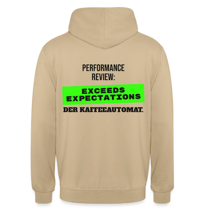 Performance Review: Exceeds Expectations. Der Kaffeeautomat. Motiv-Hoodie unisex, Farbe Beige