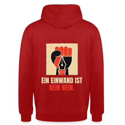 Ein Einwand ist kein Nein. Motiv-Hoodie unisex, Farbe Rot