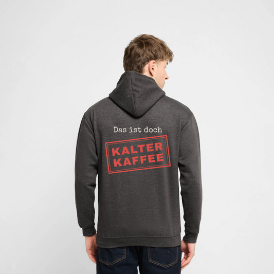 Das ist doch kalter Kaffee. Stempel-Motiv Motiv-Hoodie unisex, Farbe Anthrazit, Model