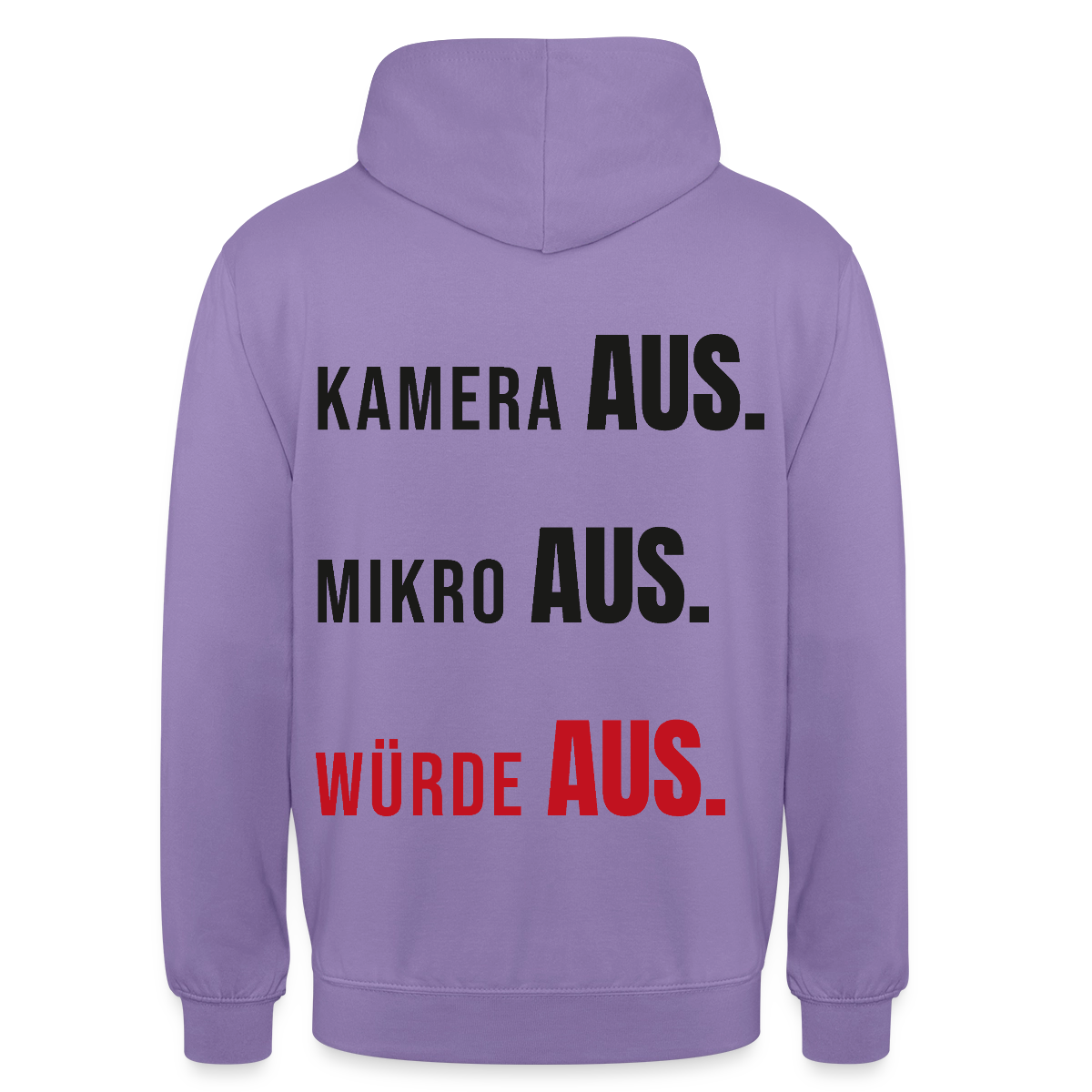 Kamera aus, Würde aus Motiv-Hoodie unisex, Farbe Lavendel