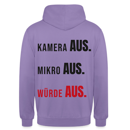 Kamera aus, Würde aus Motiv-Hoodie unisex, Farbe Lavendel