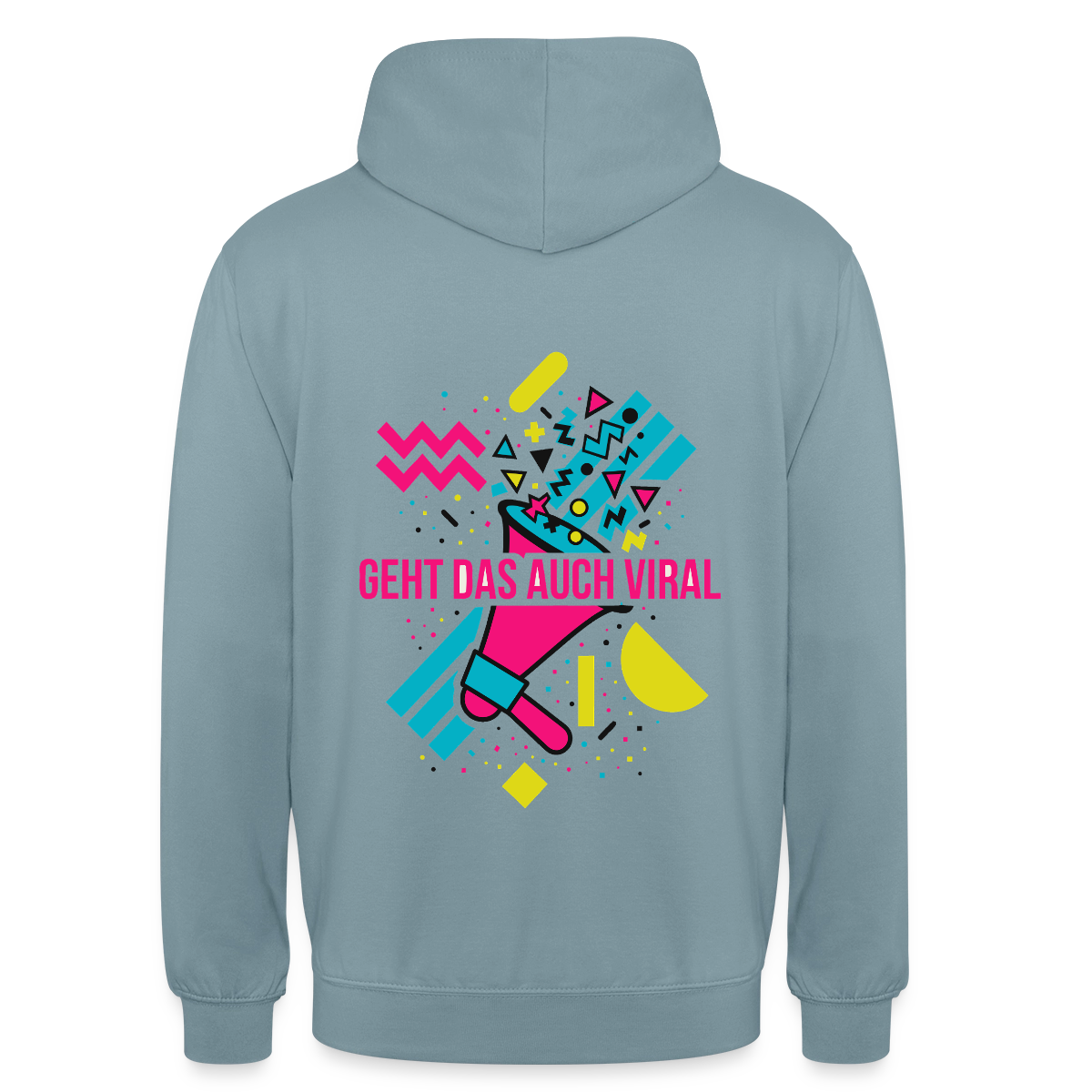 Geht das auch viral? Memphis-Motiv Motiv-Hoodie unisex, Farbe Nebelblau