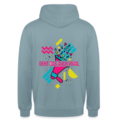 Geht das auch viral? Memphis-Motiv Motiv-Hoodie unisex, Farbe Nebelblau