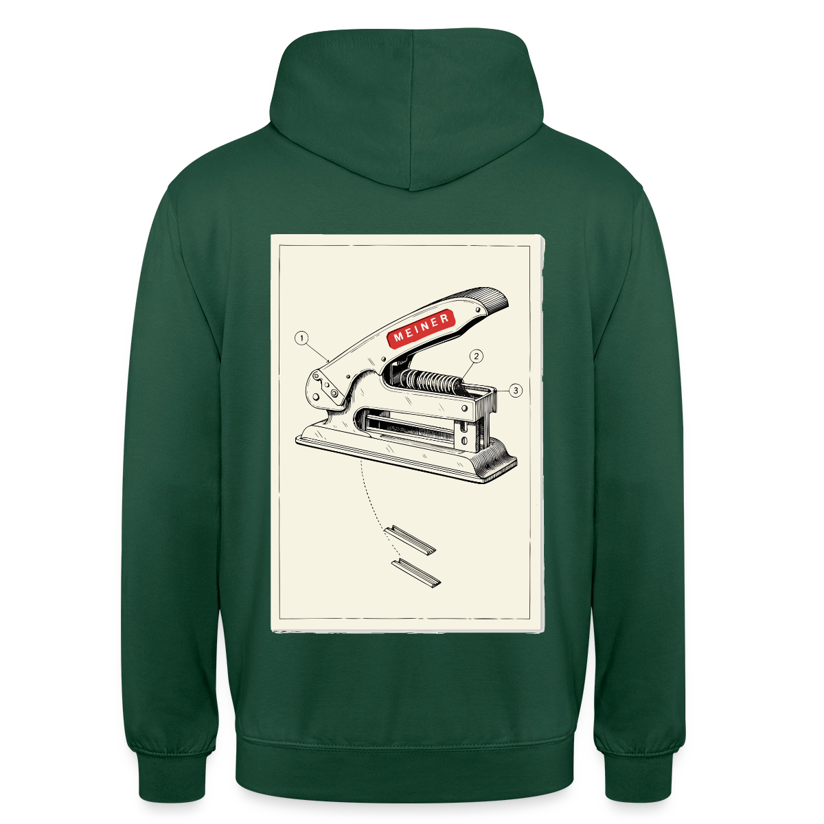 Meiner. Der Tacker kommt mit. Motiv-Hoodie unisex, Farbe Flaschengrün