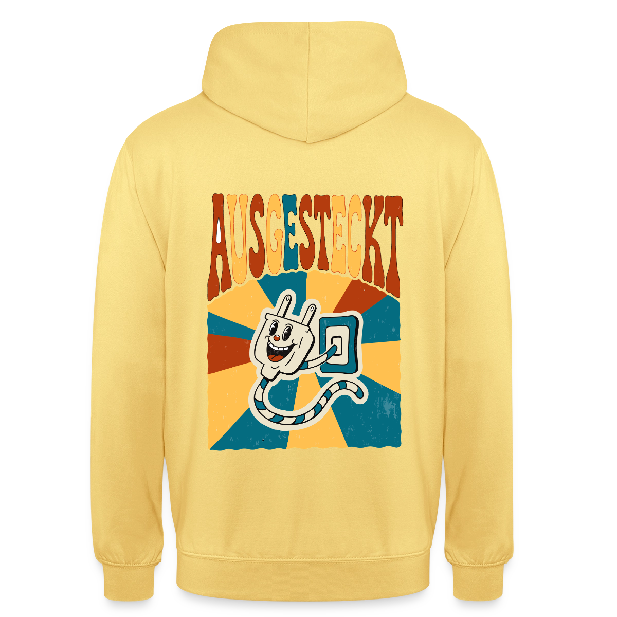 "Ausgesteckt. Midcentury-Motiv" Motiv-Hoodie unisex, Farbe Zitronengelb