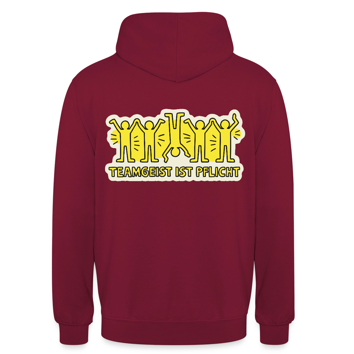 Teamgeist ist Pflicht. Pop-Art-Motiv Motiv-Hoodie unisex, Farbe Bordeaux