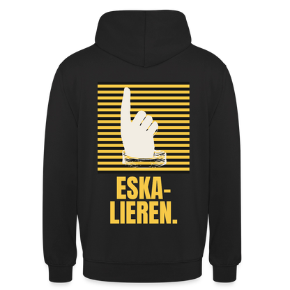 "Eskalieren." Motiv-Hoodie unisex, Farbe Schwarz