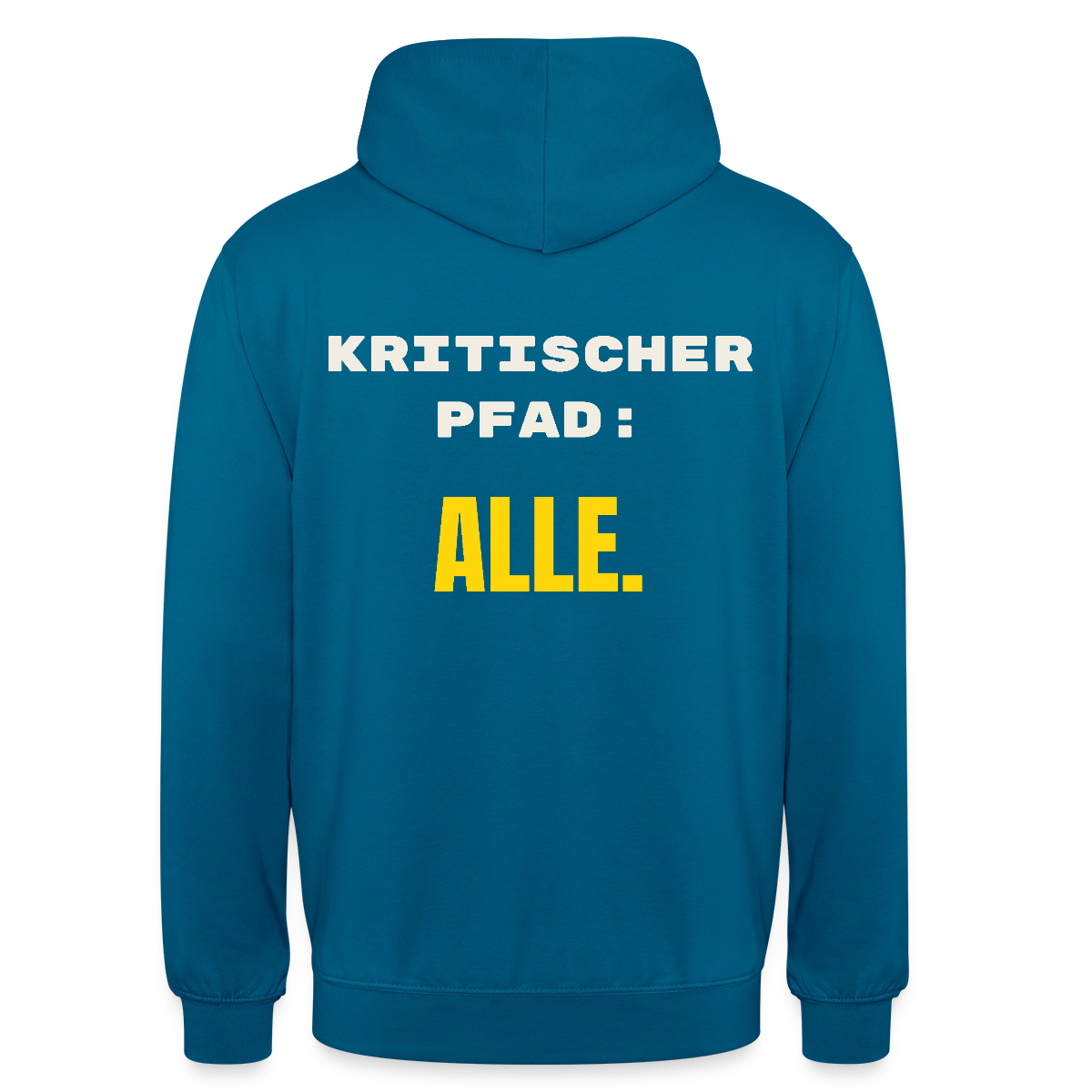 Kritischer Pfad: alle. Motiv-Hoodie unisex, Farbe Tiefseeblau