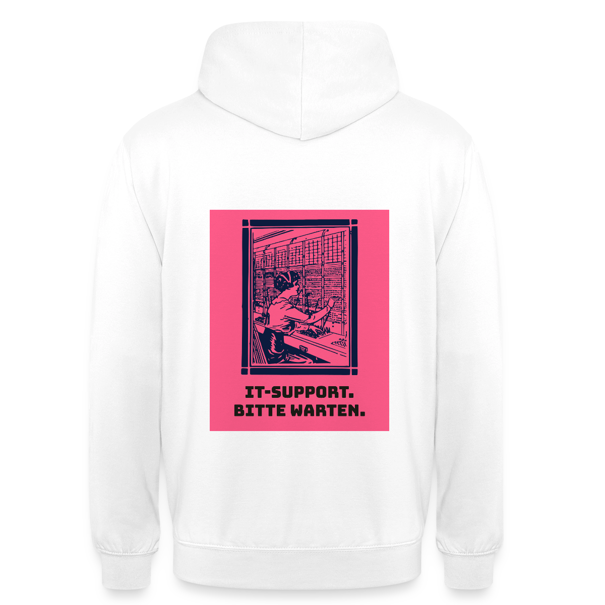 IT-Support. Bitte warten. Duotone-Motiv Motiv-Hoodie unisex, Farbe Weiß