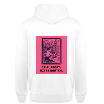 IT-Support. Bitte warten. Duotone-Motiv Motiv-Hoodie unisex, Farbe Weiß