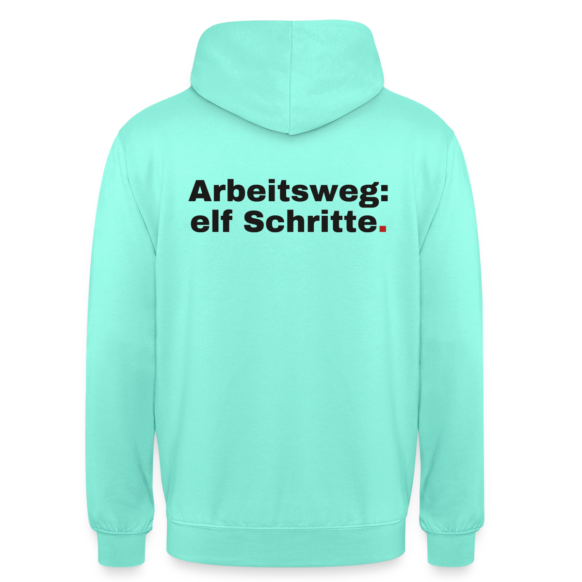 Arbeitsweg: elf Schritte Motiv-Hoodie unisex, Farbe Mint
