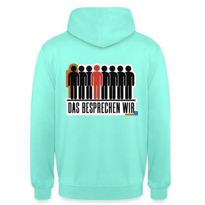 "Das besprechen wir. Isotype-Motiv" Motiv-Hoodie unisex, Farbe Mint