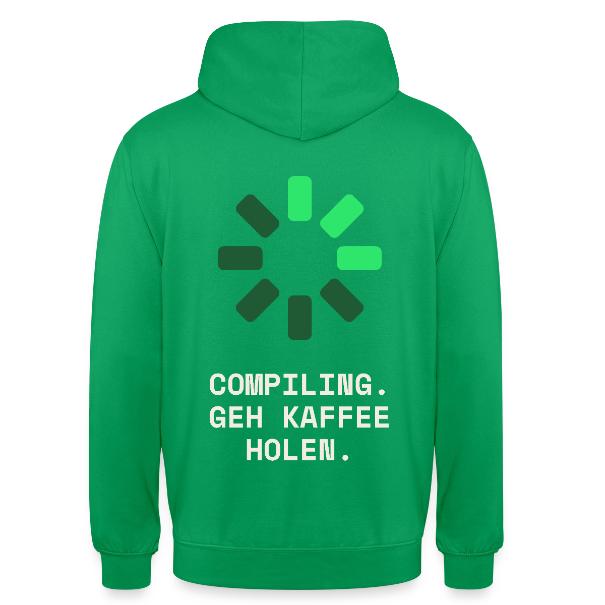 Compiling. Geh Kaffee holen. Motiv-Hoodie unisex, Farbe Kelly Green